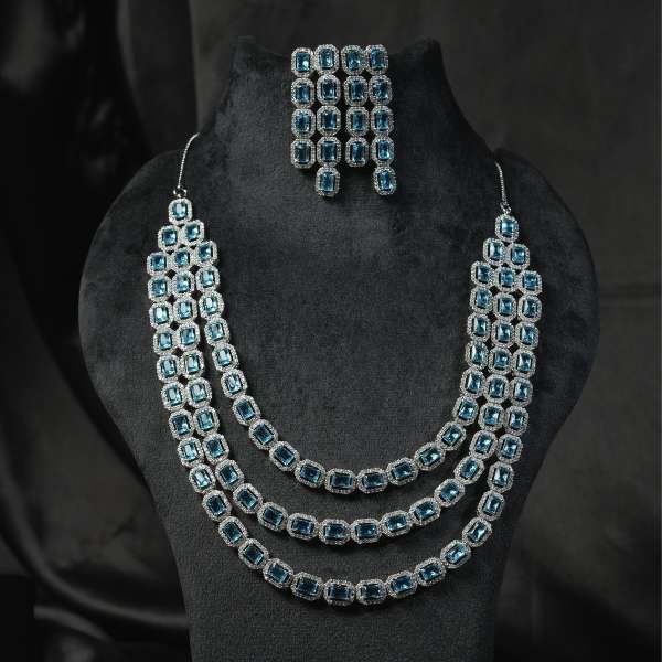 Blue Stone Ad Choker Necklace Set