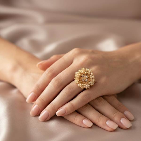 Gold Plated Pearl Studded Ring