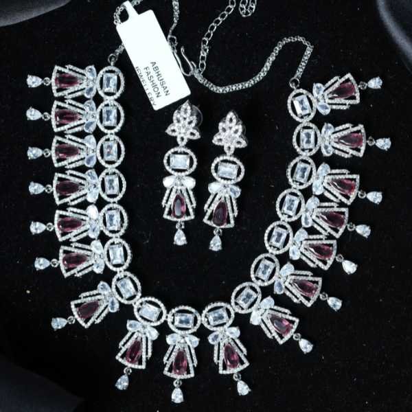Ruby Ad Stone Bridal Necklace Set