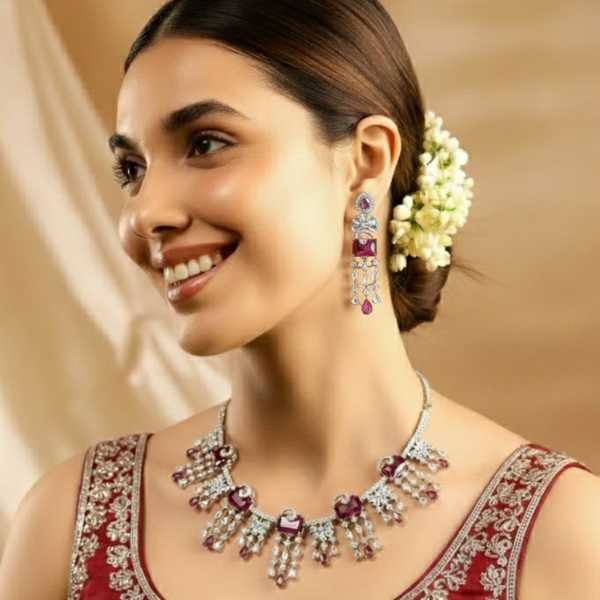 Imperial Ruby Sparkle Necklace Set
