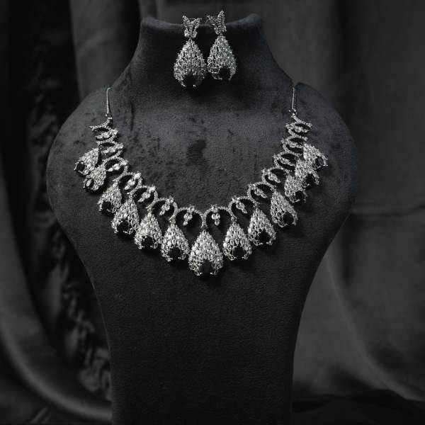 Elegant Rhodium Necklace Set